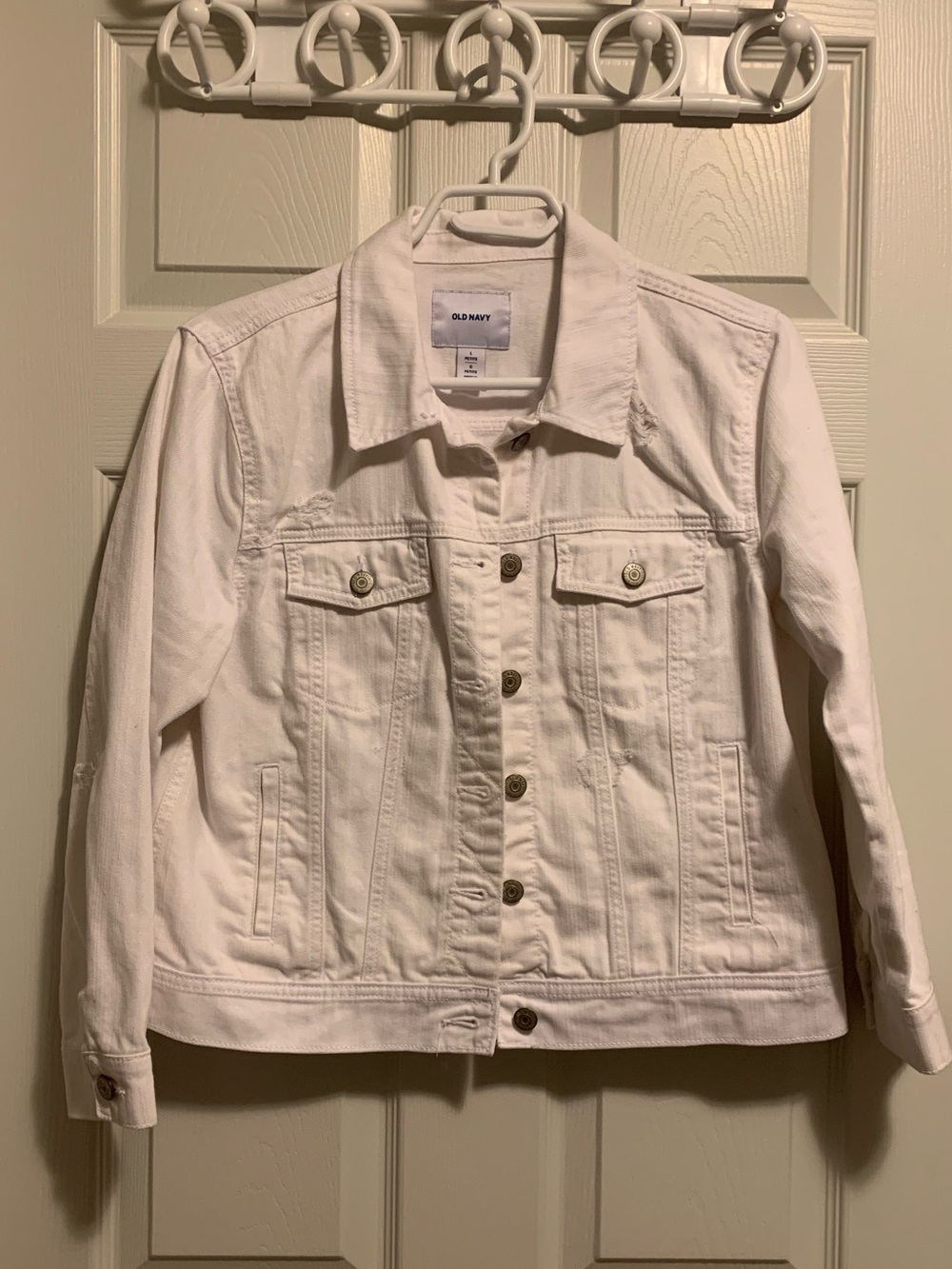 Old Navy - Distressed White Denim Jacket